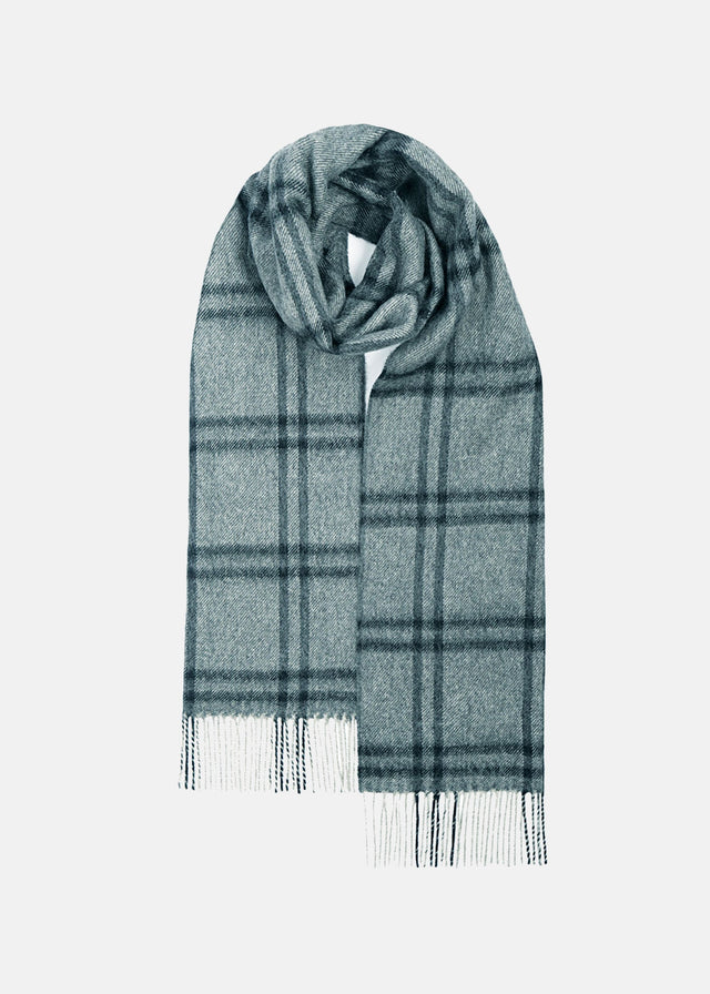 Unisex Oversized Lambswool Scarf Grey Plaid