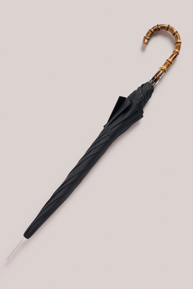 Handmade Umbrella - Bamboo Handle - Navy Micro Chevron