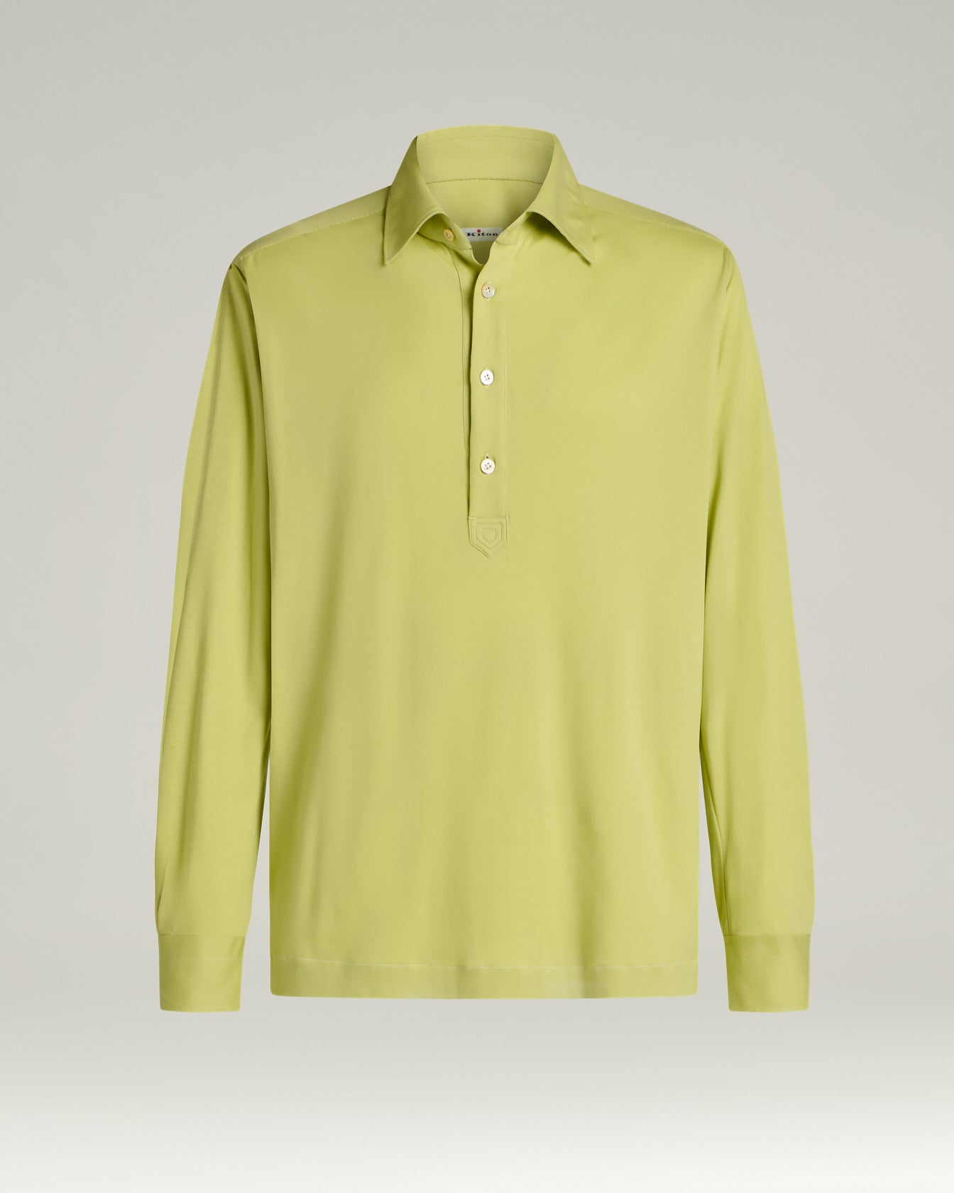 Cotton Jersey Long Sleeved Polo Shirt In Green