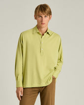 COTTON JERSEY LONG-SLEEVED POLO SHIRT IN GREEN
