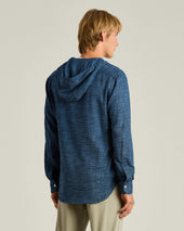 NATURAL FIBER BLEND HOODED BLUE OVERSHIRT