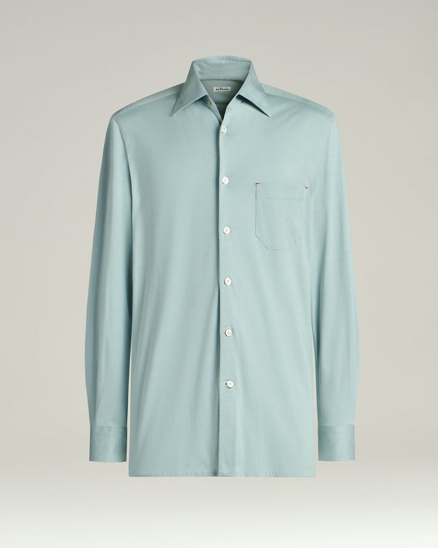 COTTON JERSEY SHIRT IN AZURE