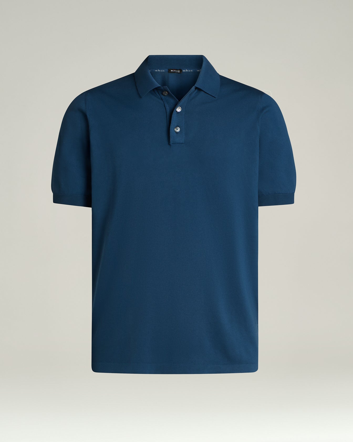 PURE COTTON BLUE POLO SHIRT AVIO WITH MOTHER OF PEARL BUTTONS