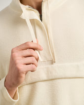 CREAM PURE CASHMERE MOCK-NECK SWEATSHIRT WITH FRONT POCKET