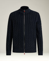 FULL-ZIP CARDIGAN IN MIDNIGHT BLUE CASHMERE