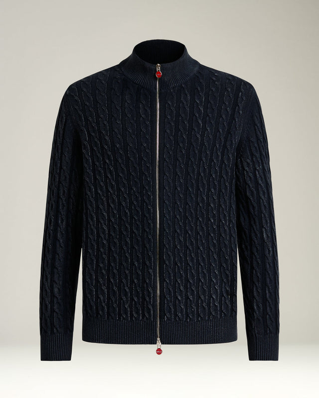 FULL-ZIP CARDIGAN IN MIDNIGHT BLUE CASHMERE