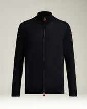 Men S Fine Wool Full Zip Cardigan In Midnight Blue