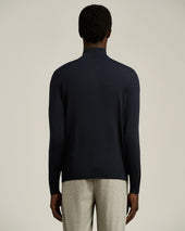 Men S Fine Wool Full Zip Cardigan In Midnight Blue