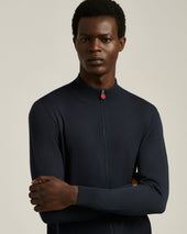 Men S Fine Wool Full Zip Cardigan In Midnight Blue