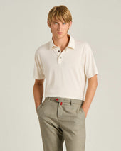 Silk And Cotton Blend Short Sleeved Polo Shirt