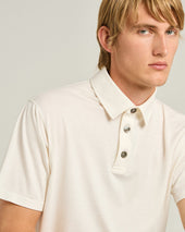 Silk And Cotton Blend Short Sleeved Polo Shirt
