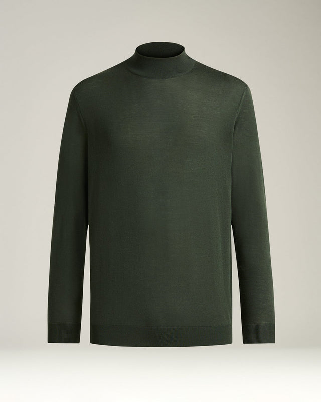 GREEN PINE “DIAMANTE BLU” WOOL MOCK-NECK SWEATER