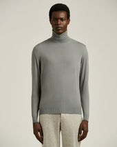 Iron Grey Blue Diamond Wool Turtleneck Sweater