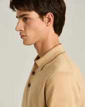 COTTON KNIT SHORT SLEEVED POLO SHIRT IN ROPE AND BRICK COLOUR