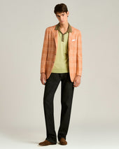 PURE COTTON POLO SHIRT WITH CONTRASTING COLLAR IN PISTACHIO AND MOSS GREEN