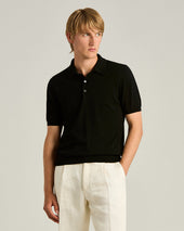 BLACK PURE COTTON SHORT-SLEEVED POLO SHIRT