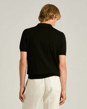 BLACK PURE COTTON SHORT-SLEEVED POLO SHIRT
