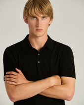 BLACK PURE COTTON SHORT-SLEEVED POLO SHIRT