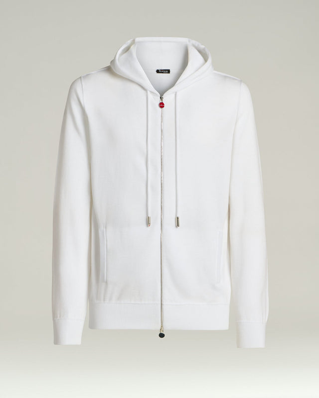 WHITE PURE COTTON HOODED SWEATSHIRT