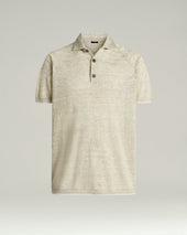 PURE LINEN SHORT-SLEEVED POLO SHIRT IN GREY