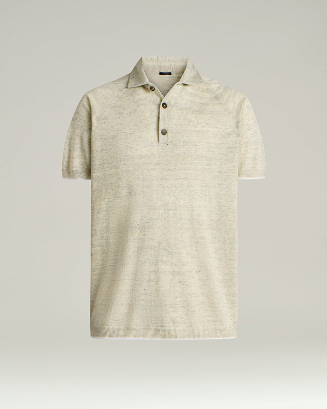 PURE LINEN SHORT-SLEEVED POLO SHIRT IN GREY