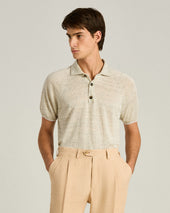 PURE LINEN SHORT-SLEEVED POLO SHIRT IN GREY