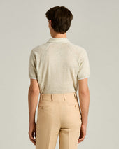 PURE LINEN SHORT-SLEEVED POLO SHIRT IN GREY