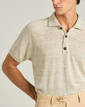 PURE LINEN SHORT-SLEEVED POLO SHIRT IN GREY