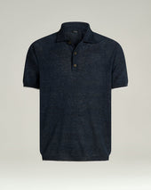 PURE LINEN SHORT-SLEEVED POLO SHIRT IN BLUE