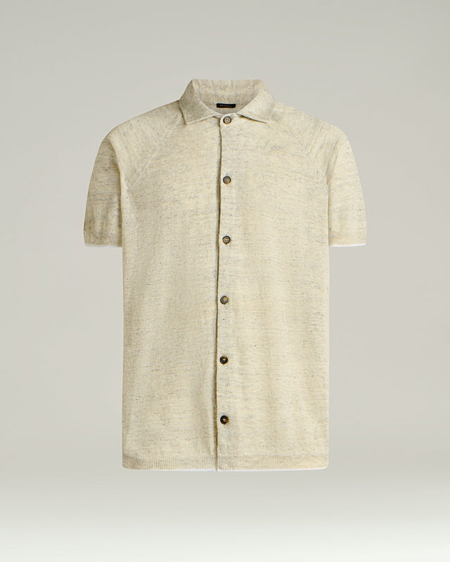 PURE LINEN SHORT-SLEEVED SHIRT IN GREY