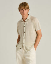 PURE LINEN SHORT-SLEEVED SHIRT IN GREY
