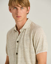 PURE LINEN SHORT-SLEEVED SHIRT IN GREY