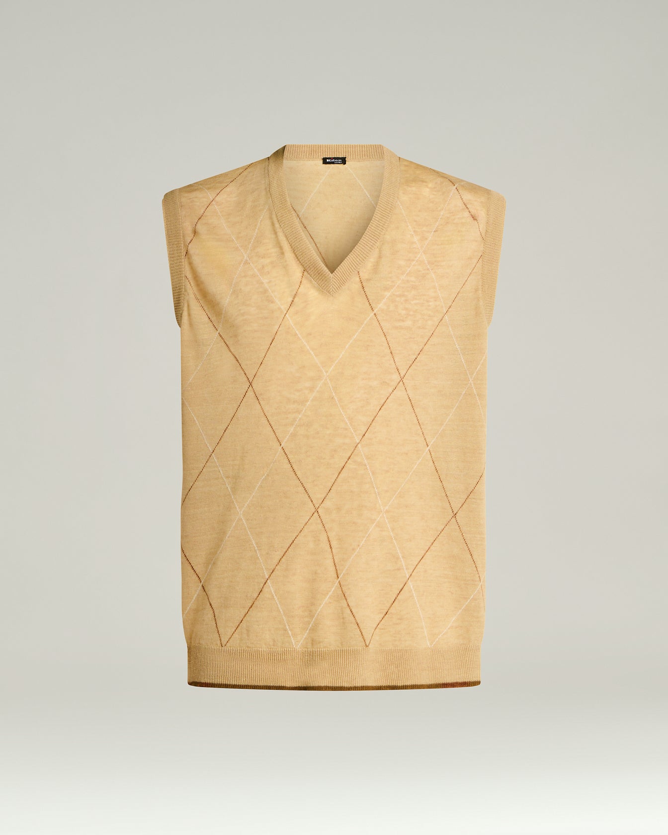 Pure Linen V Neck Sweater Vest In Beige