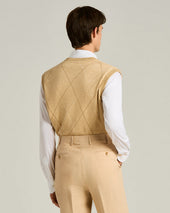 PURE LINEN V-NECK SWEATER VEST IN BEIGE