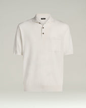 Cotton And Silk Knit Short Sleeved Polo Shirt In