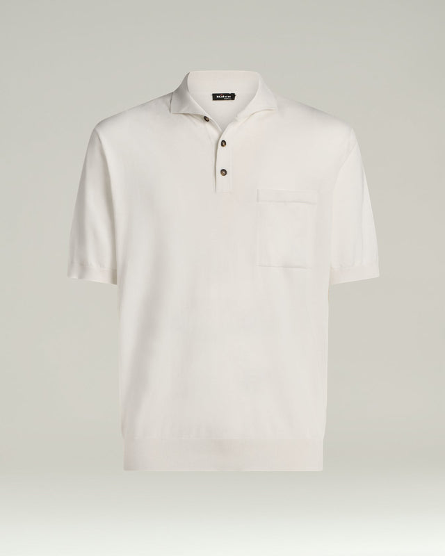 Cotton And Silk Knit Short Sleeved Polo Shirt In