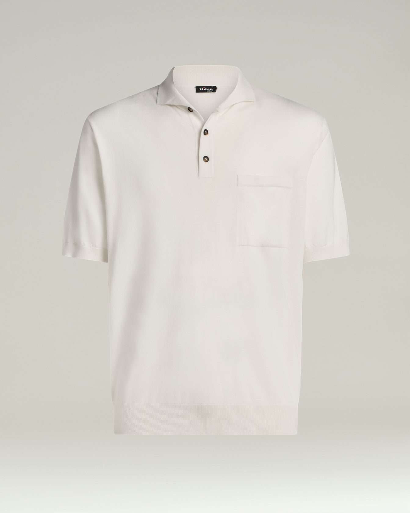COTTON AND SILK KNIT SHORT SLEEVED POLO SHIRT IN WHITE