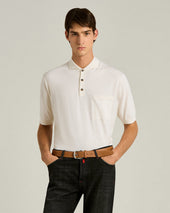 Cotton And Silk Knit Short Sleeved Polo Shirt In