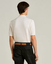 Cotton And Silk Knit Short Sleeved Polo Shirt In