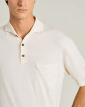 Cotton And Silk Knit Short Sleeved Polo Shirt In