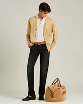 Cotton And Silk Knit Short Sleeved Polo Shirt In