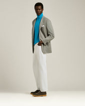 SKY BLUE SILK AND “DIAMANTE BLU” WOOL TURTLENECK