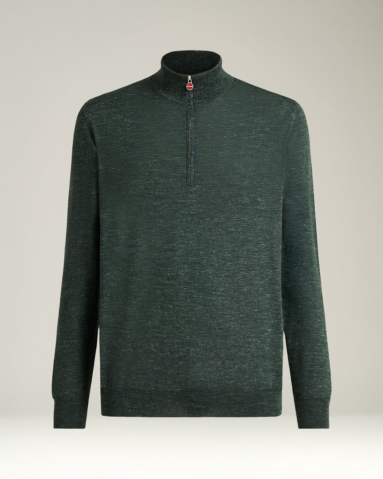 Green Pine Zip Neck Sweater In Silk Cashmere And Linen