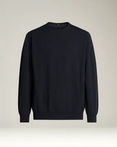 CREW NECK SWEATER IN PURE CASHMERE MIDNIGHT BLUE