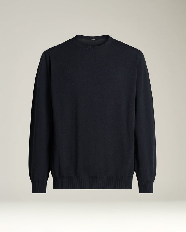 CREW NECK SWEATER IN PURE CASHMERE MIDNIGHT BLUE