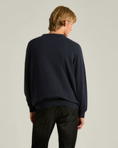 CREW NECK SWEATER IN PURE CASHMERE MIDNIGHT BLUE