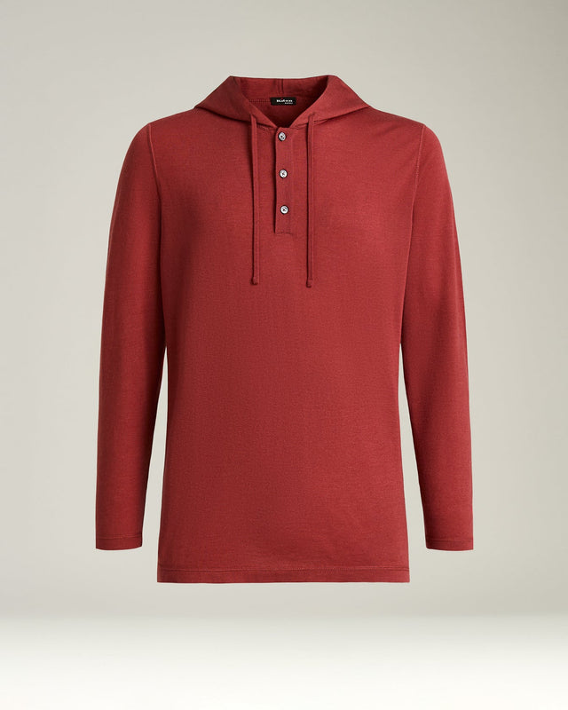 TERRACOTTA CASHMERE AND SILK HOODED SWEATSHIRT