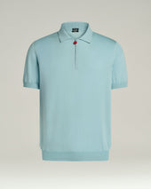 Pure Cotton Zipped Polo Shirt In
