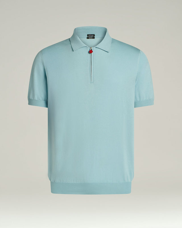 Pure Cotton Zipped Polo Shirt In