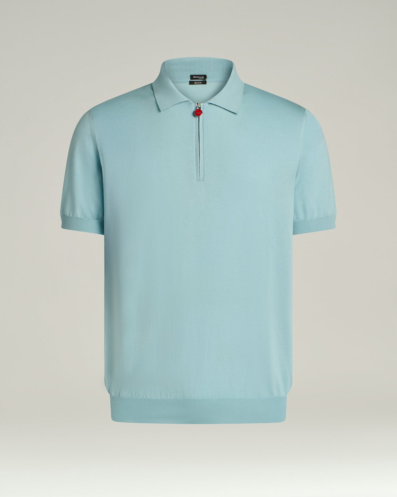 PURE COTTON ZIPPED POLO SHIRT IN POWDER BLUE